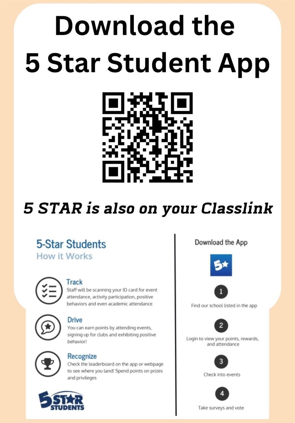   Students can download the 5 star app to their phones or access via ClassLInk.
